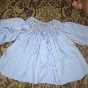 Smocked Christmas dress 3 trees